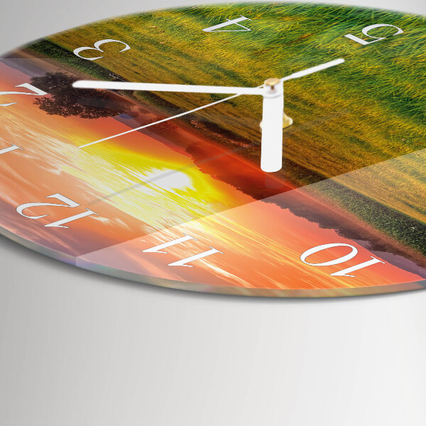 Round wall clock Landscape Meadow