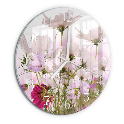 Round wall clock Cosmos Flowers