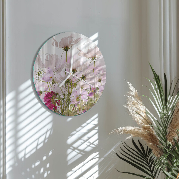 Round wall clock Cosmos Flowers