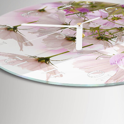 Round wall clock Cosmos Flowers