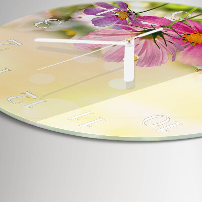 Round wall clock Cosmos Flowers