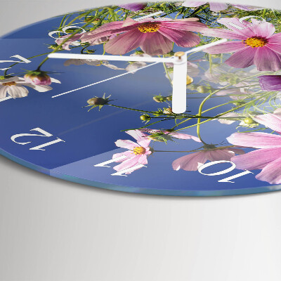 Round wall clock Cosmos Flowers
