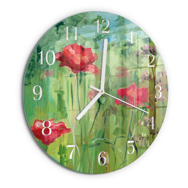 Round wall clock Poppies