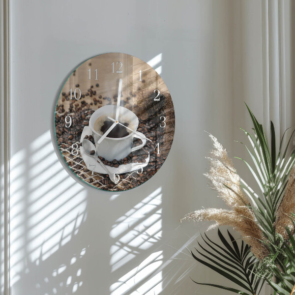 Round wall clock Cup of Coffee