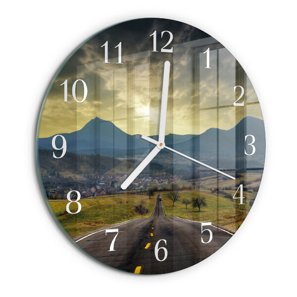Round wall clock Path Mountains