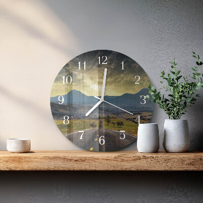 Round wall clock Path Mountains