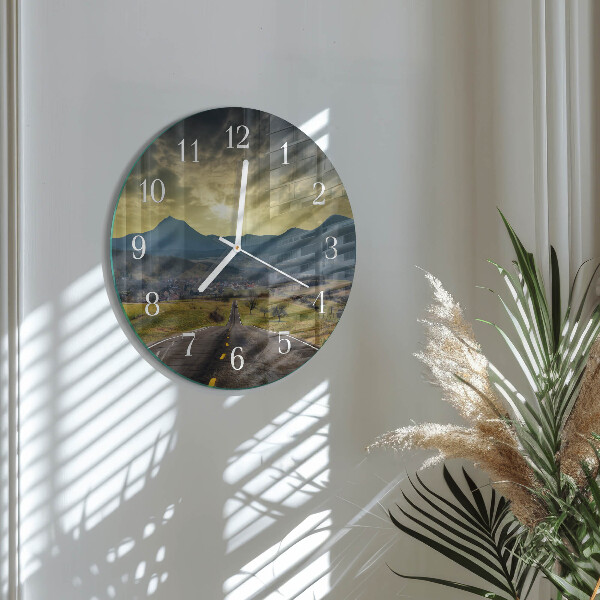 Round wall clock Path Mountains