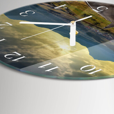 Round wall clock Path Mountains