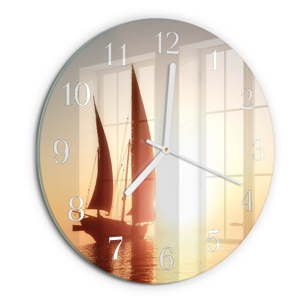 Round wall clock Sailboat