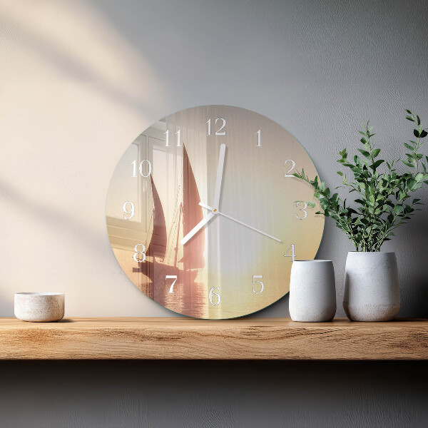 Round wall clock Sailboat