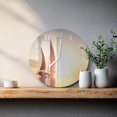 Round wall clock Sailboat