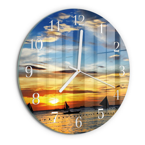 Round wall clock Sunset