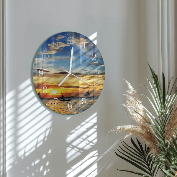 Round wall clock Sunset