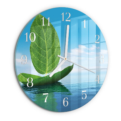 Round wall clock Leaves