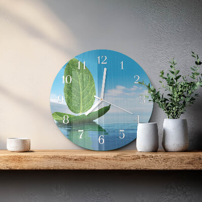 Round wall clock Leaves