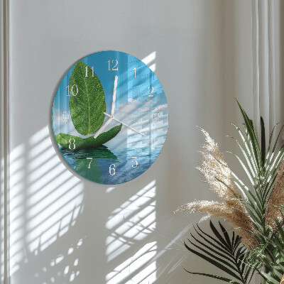 Round wall clock Leaves