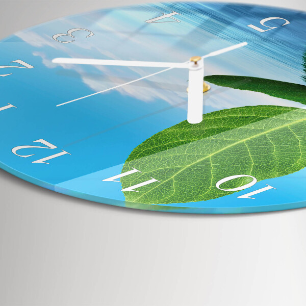 Round wall clock Leaves