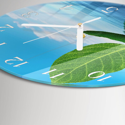 Round wall clock Leaves