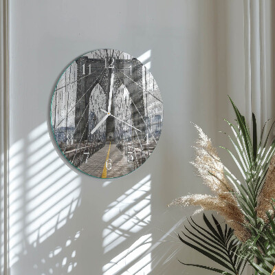 Round wall clock Brooklyn Bridge
