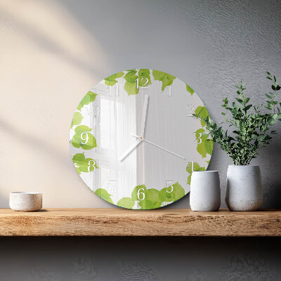 Round wall clock Leaves