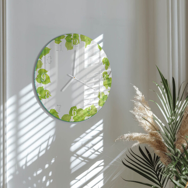 Round wall clock Leaves