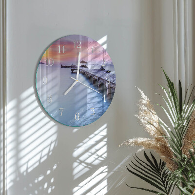 Round wall clock Wooden Bridge