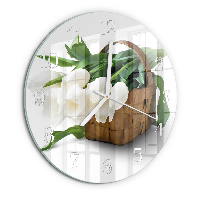 Round wall clock Basket of Tulips