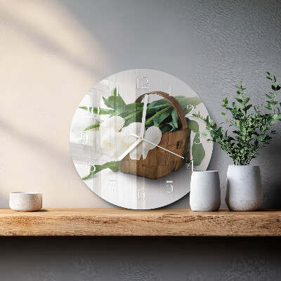 Round wall clock Basket of Tulips