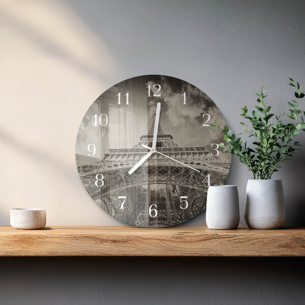 Round wall clock Eiffel Tower