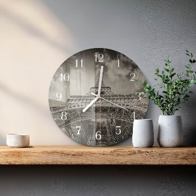 Round wall clock Eiffel Tower