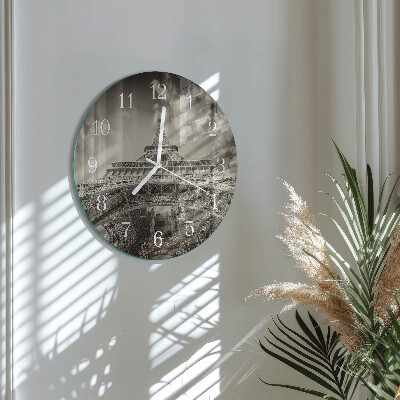 Round wall clock Eiffel Tower