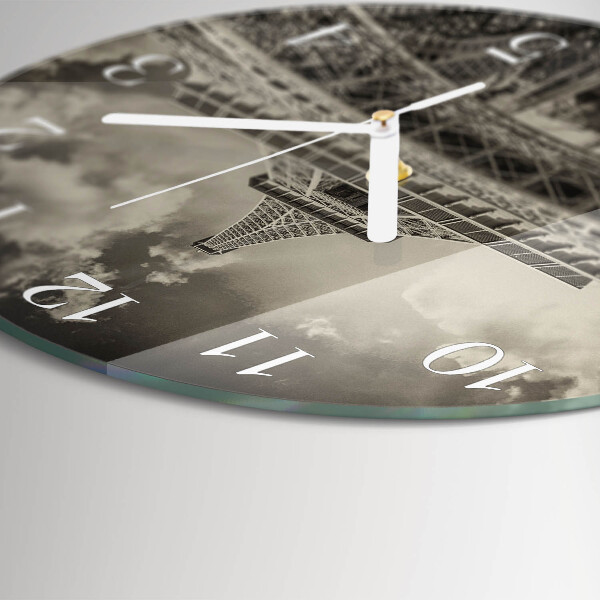 Round wall clock Eiffel Tower