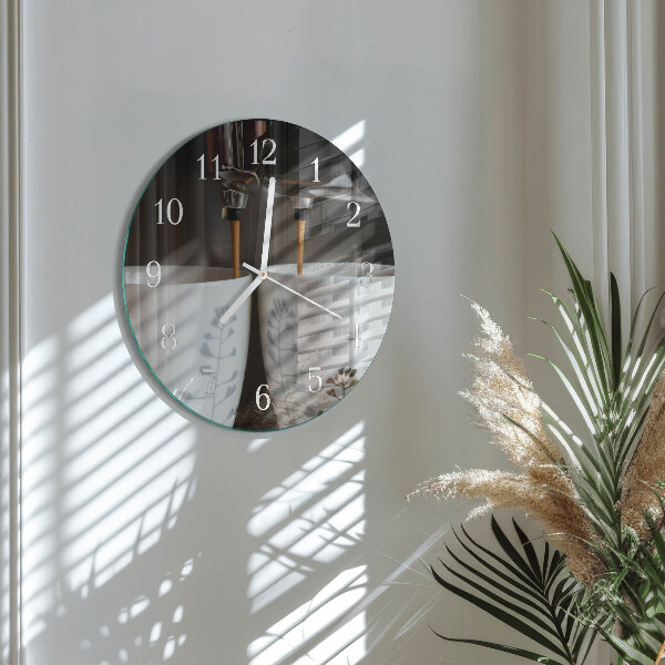 Round wall clock Coffee machine