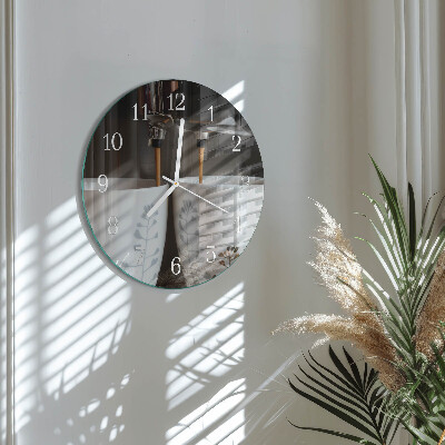 Round wall clock Coffee machine
