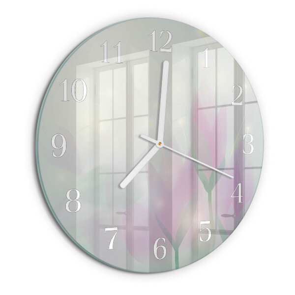 Round wall clock Flowers