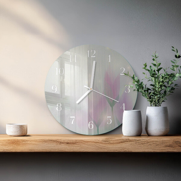 Round wall clock Flowers