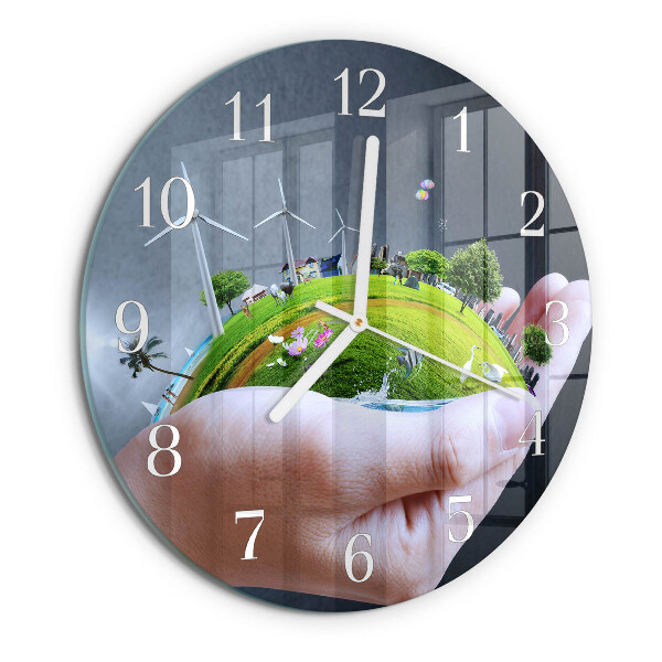 Round wall clock Hand Earth