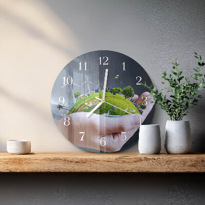 Round wall clock Hand Earth