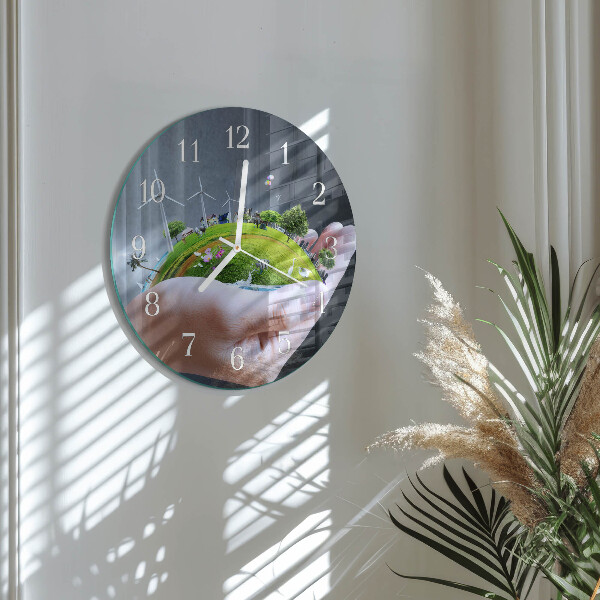 Round wall clock Hand Earth