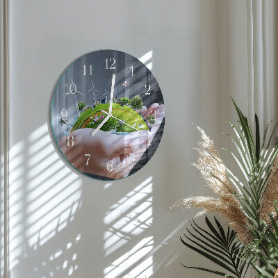 Round wall clock Hand Earth
