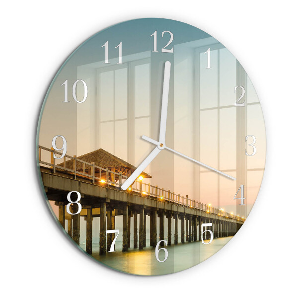 Round wall clock Wooden Walkway
