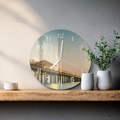 Round wall clock Wooden Walkway