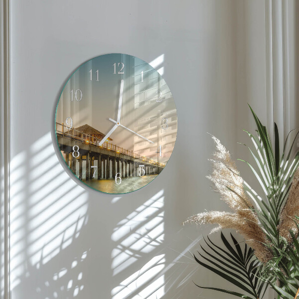Round wall clock Wooden Walkway
