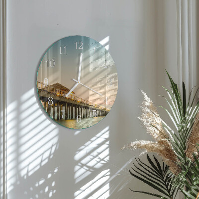 Round wall clock Wooden Walkway