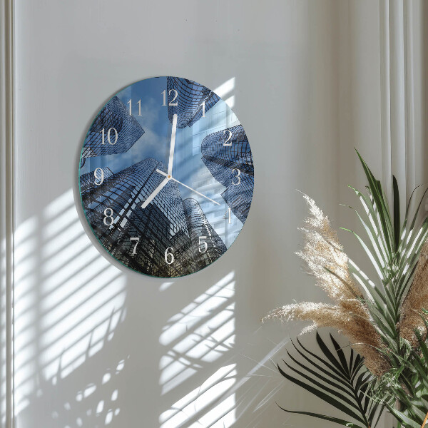 Round wall clock Glass Buildings