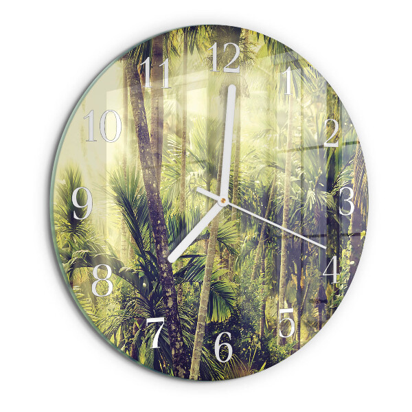 Round wall clock Palm trees