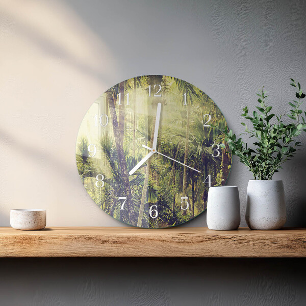 Round wall clock Palm trees