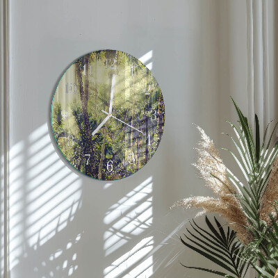Round wall clock Palm trees
