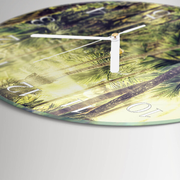 Round wall clock Palm trees