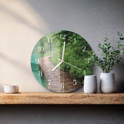 Round wall clock Wooden Walkway